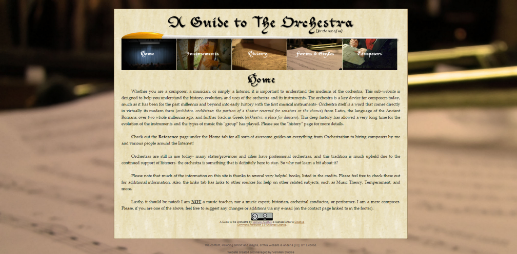 A Guide to the Orchestra Homepage WIP